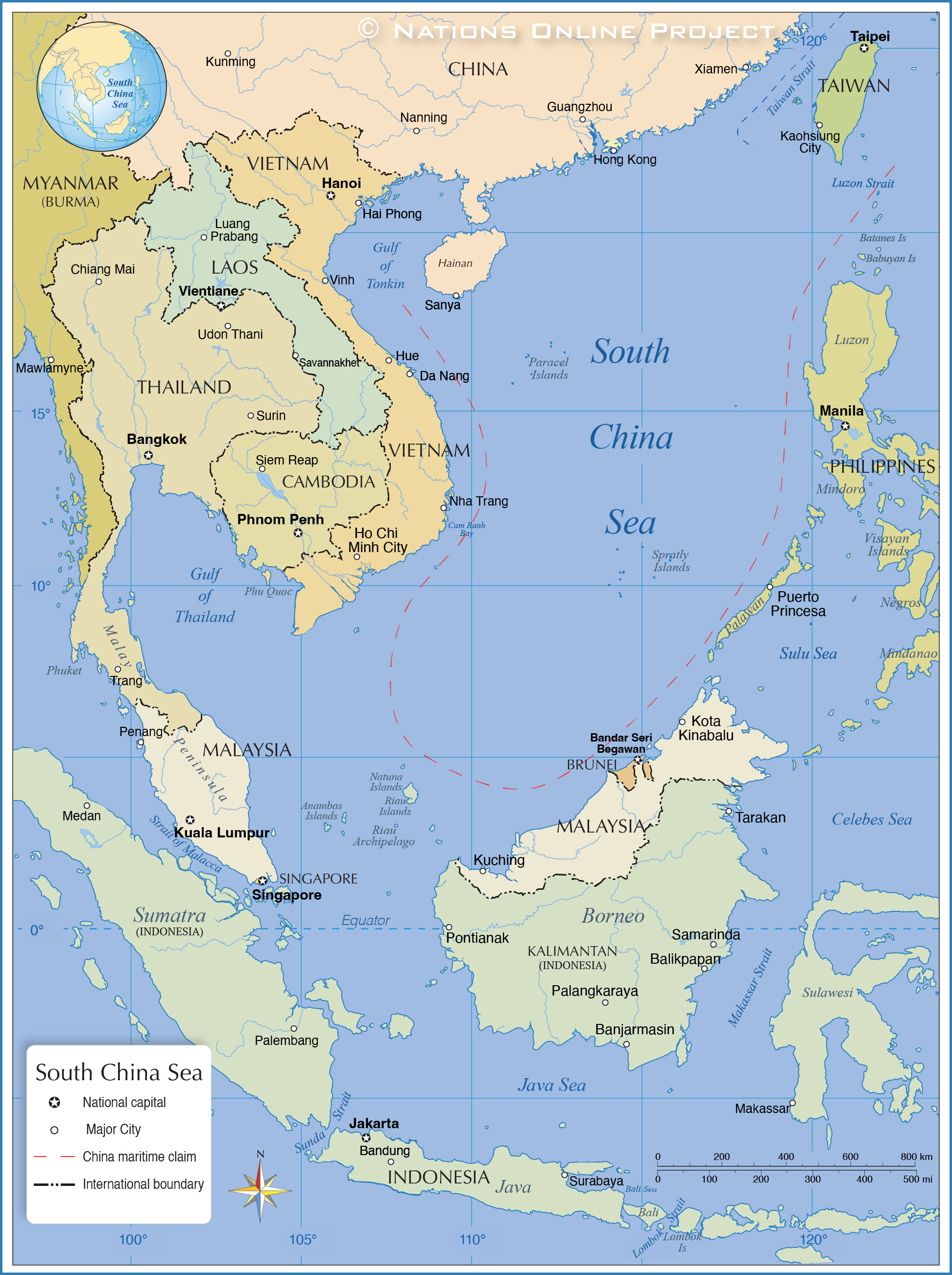 South China Sea On World Map Political Map of the South China Sea   Nations Online Project