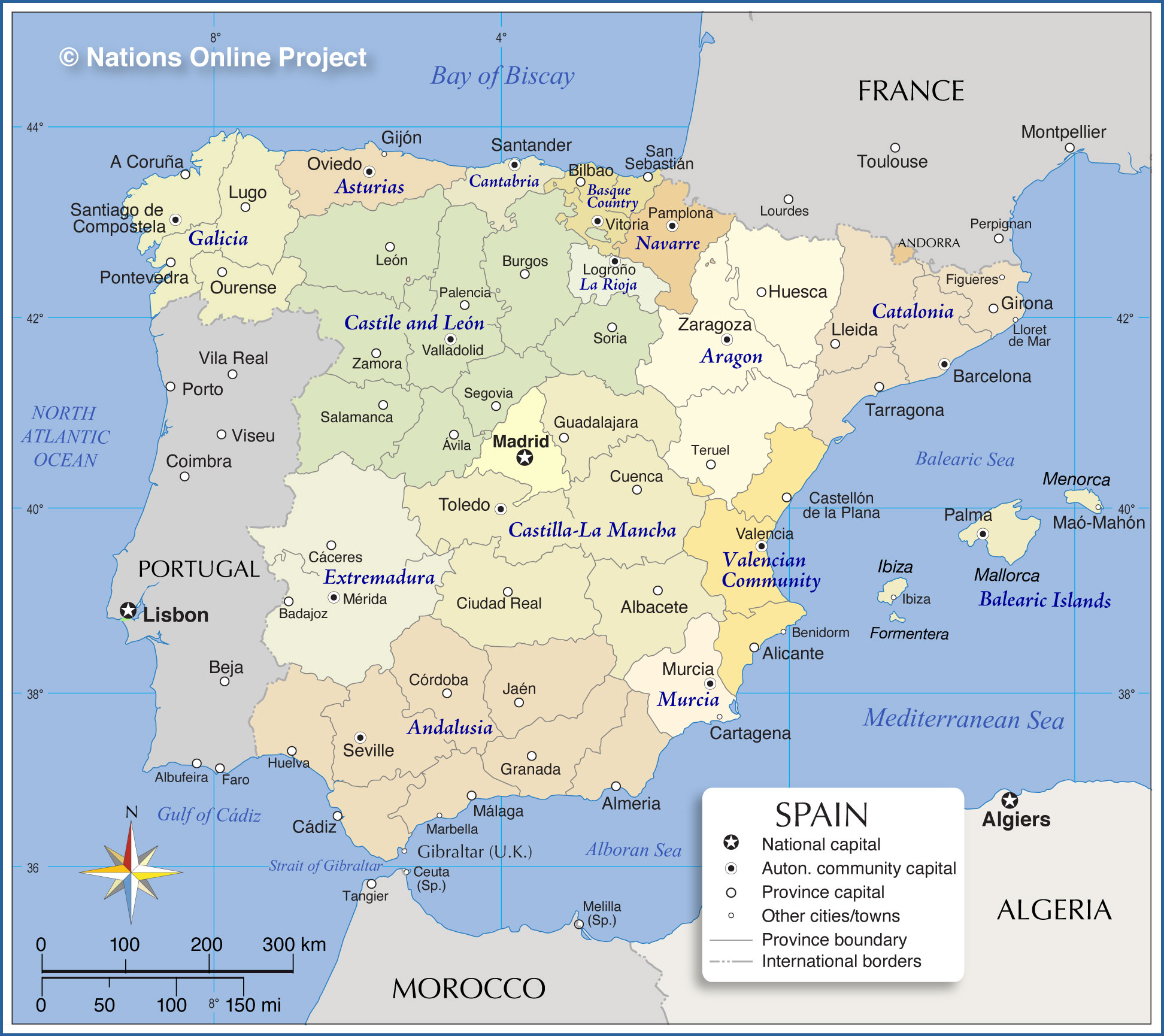 Capital Of Spain Map Administrative Map of Spain   Nations Online Project