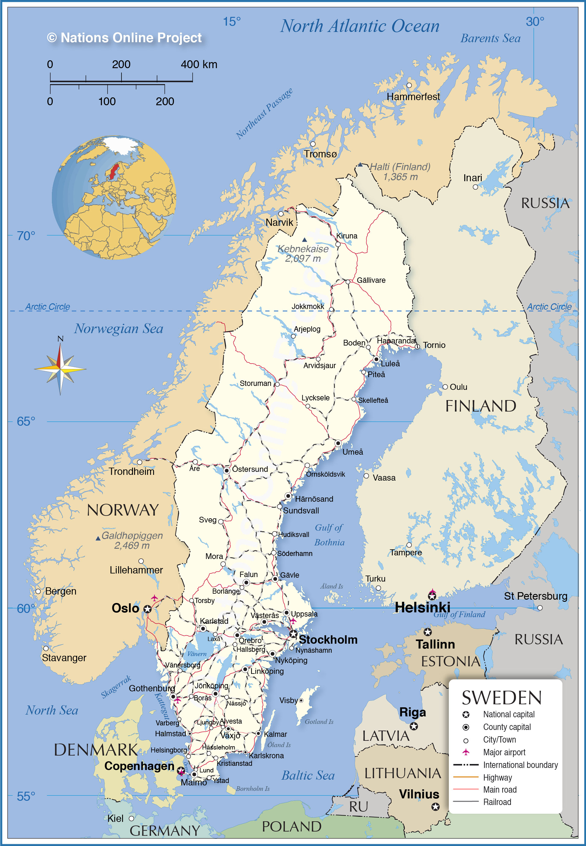 Sweden Political Map 