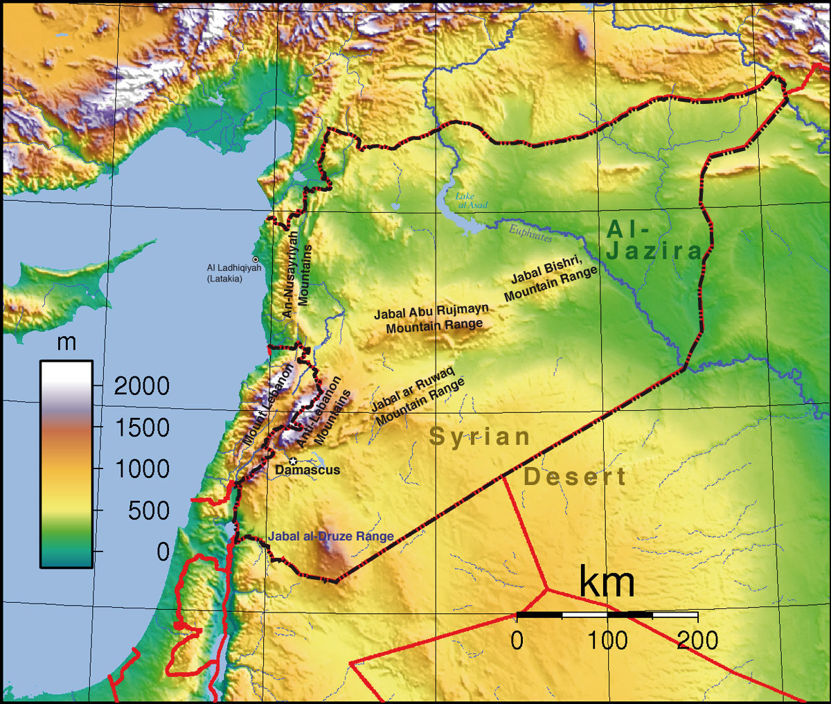 where is the syrian desert on a world map