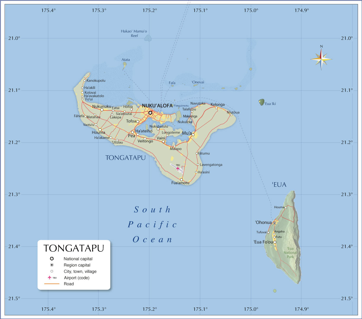 Detailed Map Of Tonga