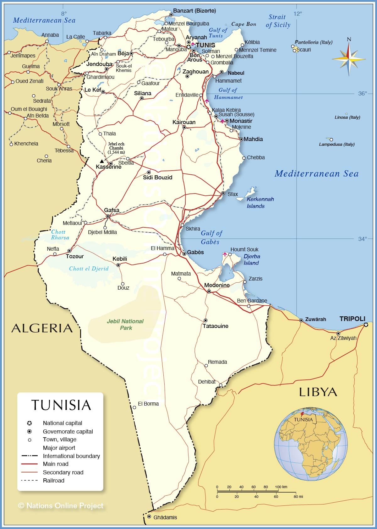 Political Map of Tunisia - Nations Online Project