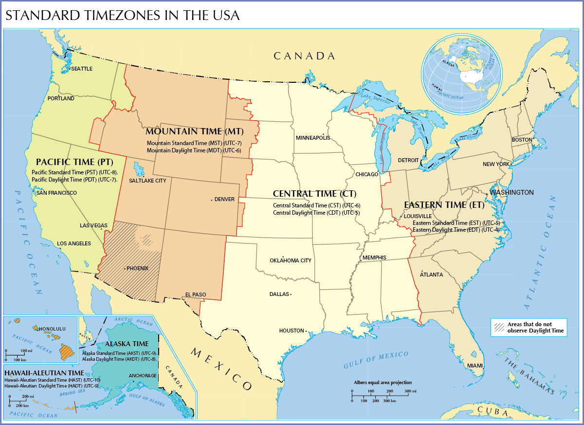 Time Zone Map Of The United States Nations Online Project