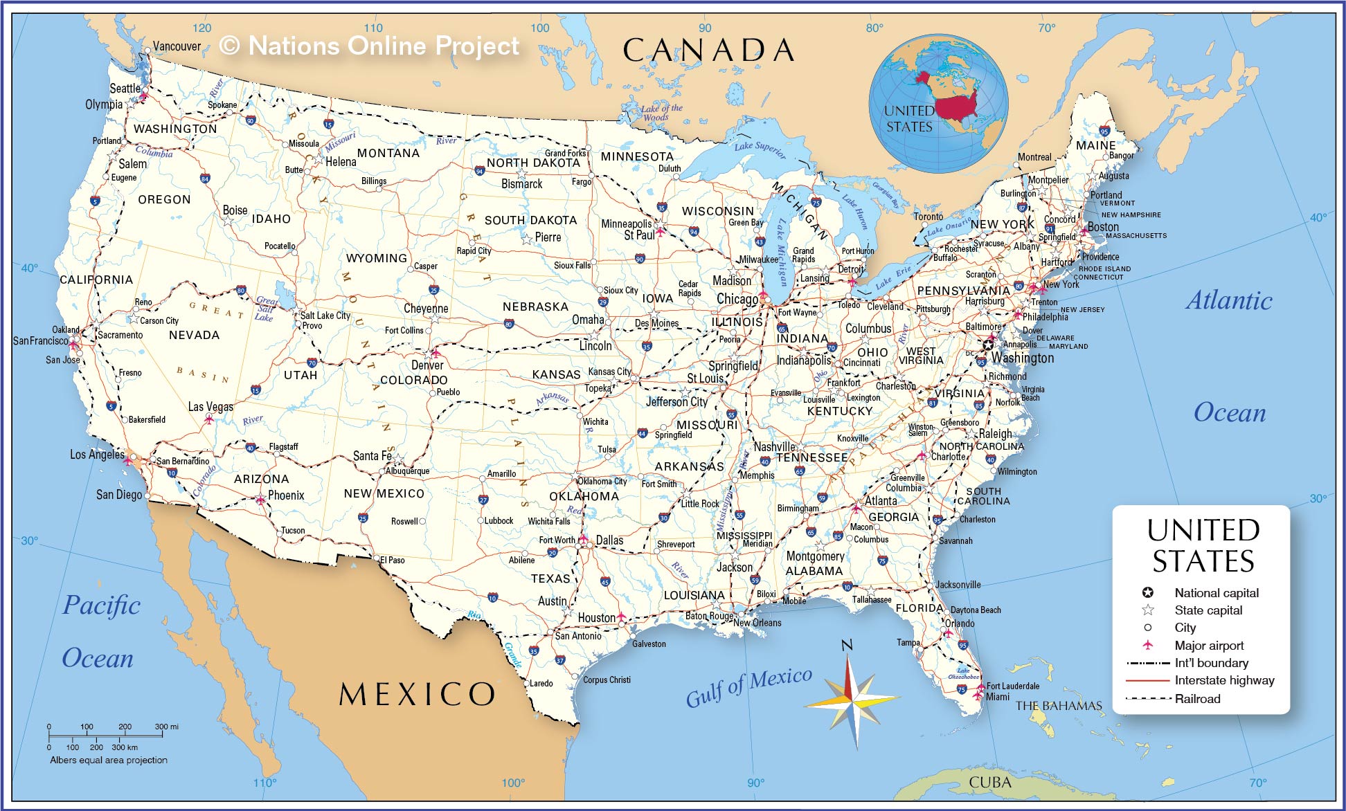 Map of the United States - Nations Online Project