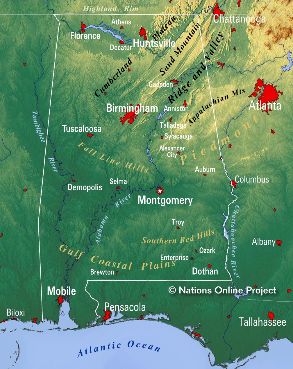 Alabama Topographic Map 