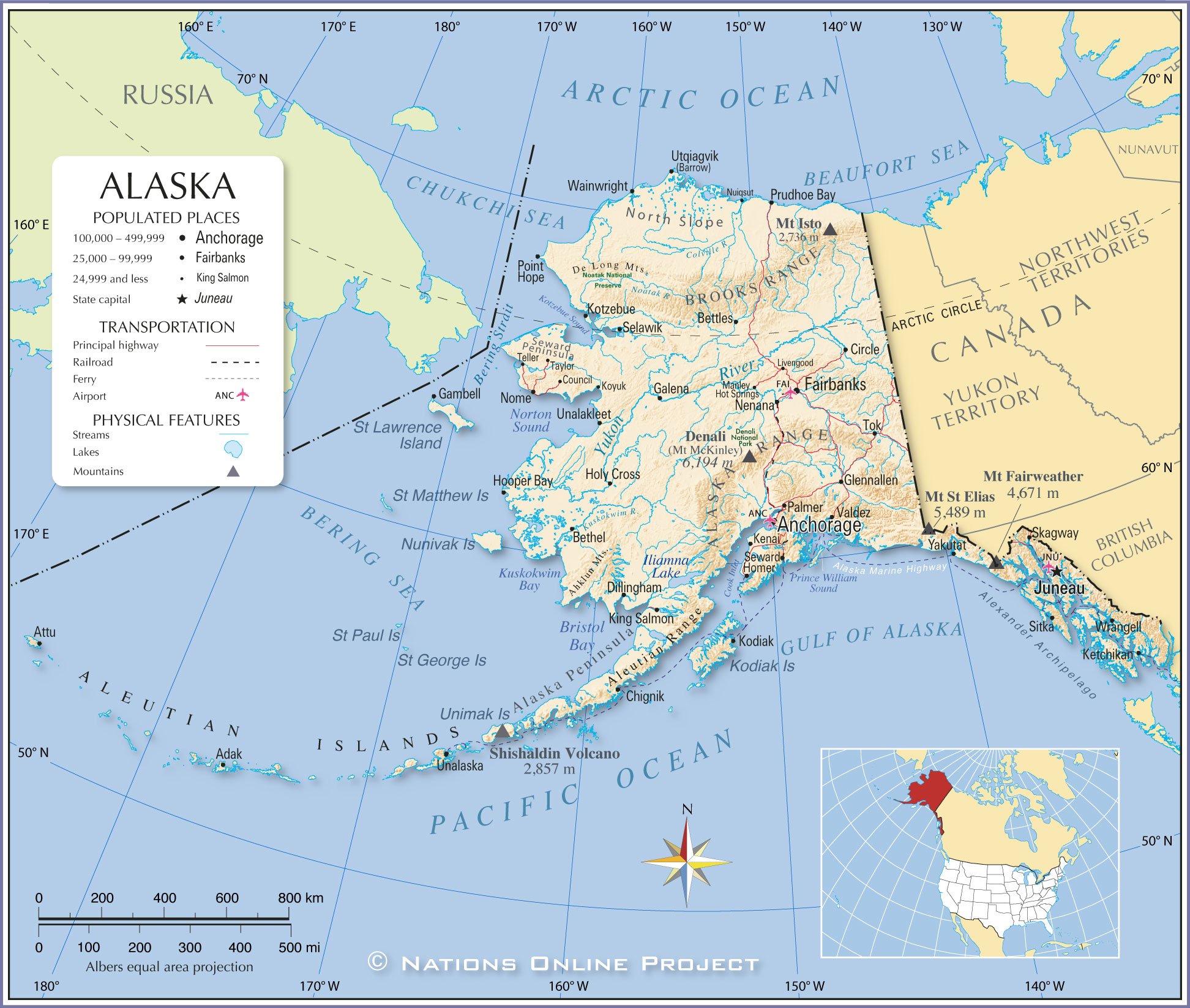 Map of Alaska State, USA - Nations Online Project