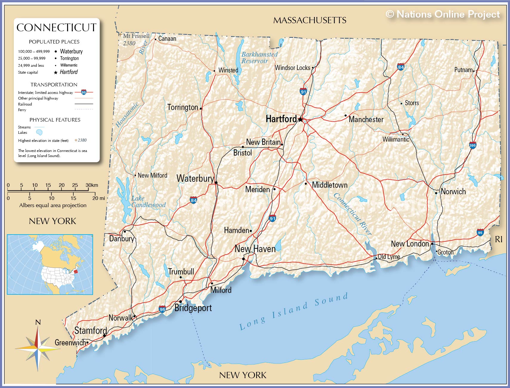 map of new york and connecticut border Map Of The State Of Connecticut Usa Nations Online Project map of new york and connecticut border