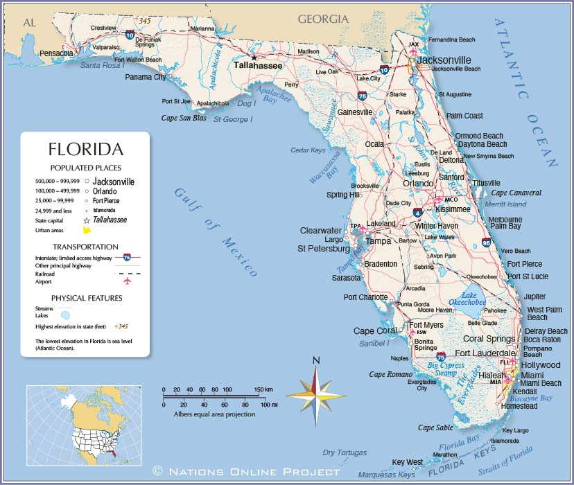 Map of Florida State, USA - Nations Online Project