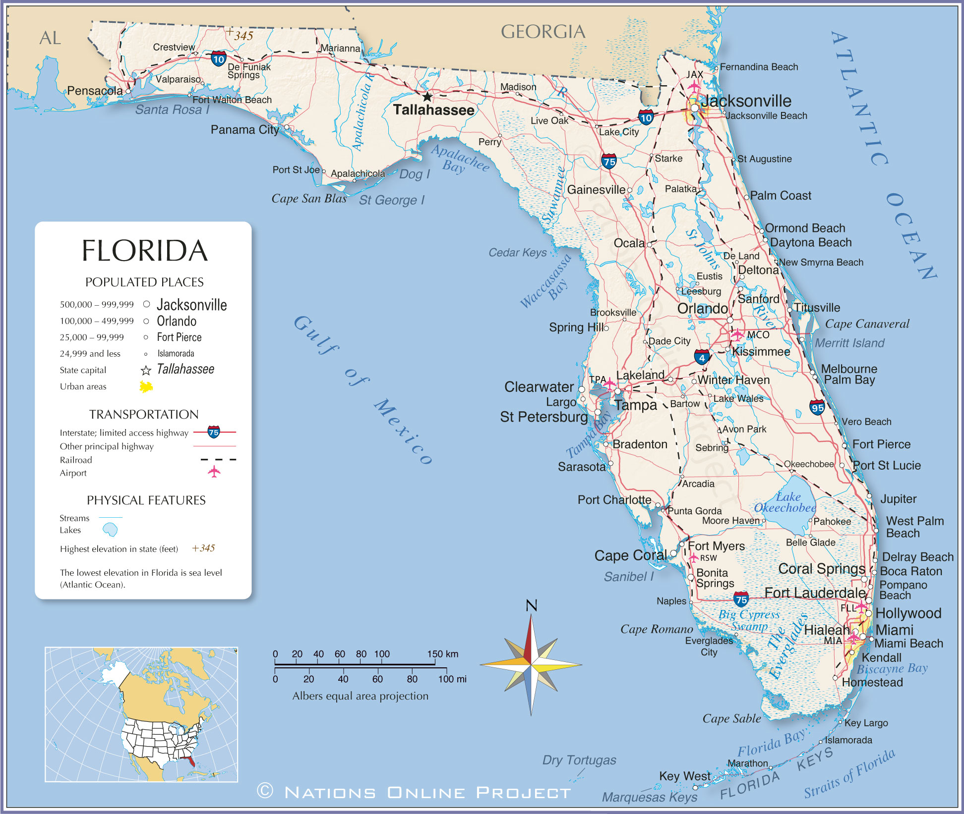 A Map Of Florida State Map of Florida State, USA   Nations Online Project