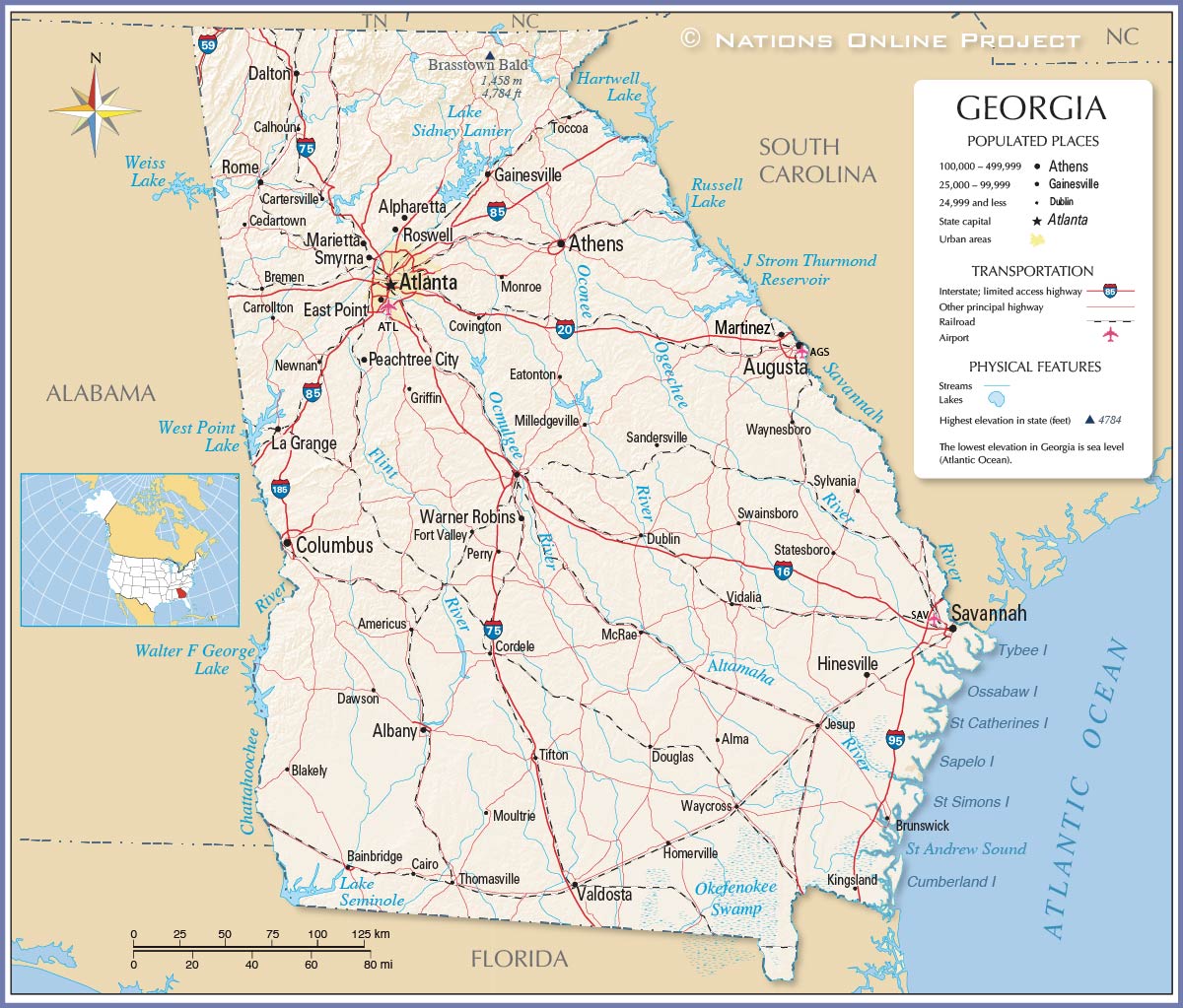 Map of the State of Georgia, USA - Nations Online Project