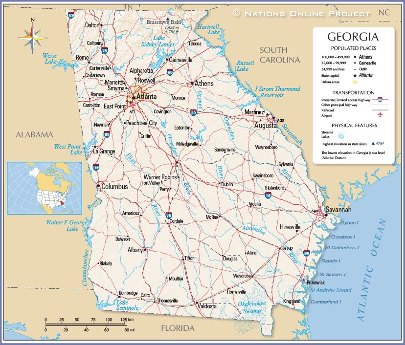 Map of the State of Georgia, USA - Nations Online Project