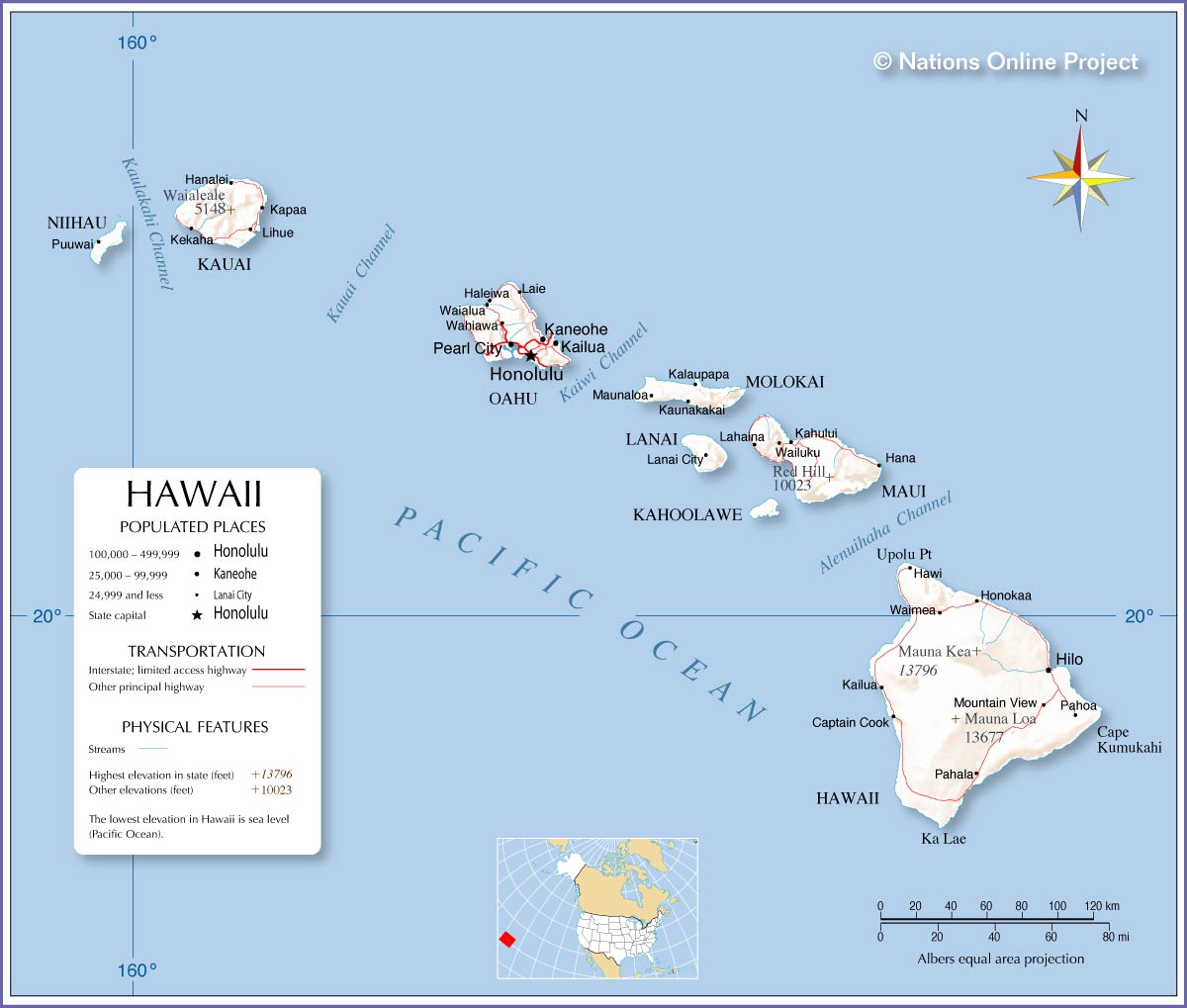 Map of the State of Hawaii, USA Nations Online Project