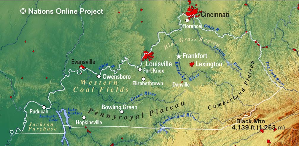 Reference Maps of Kentucky, USA - Nations Online Project