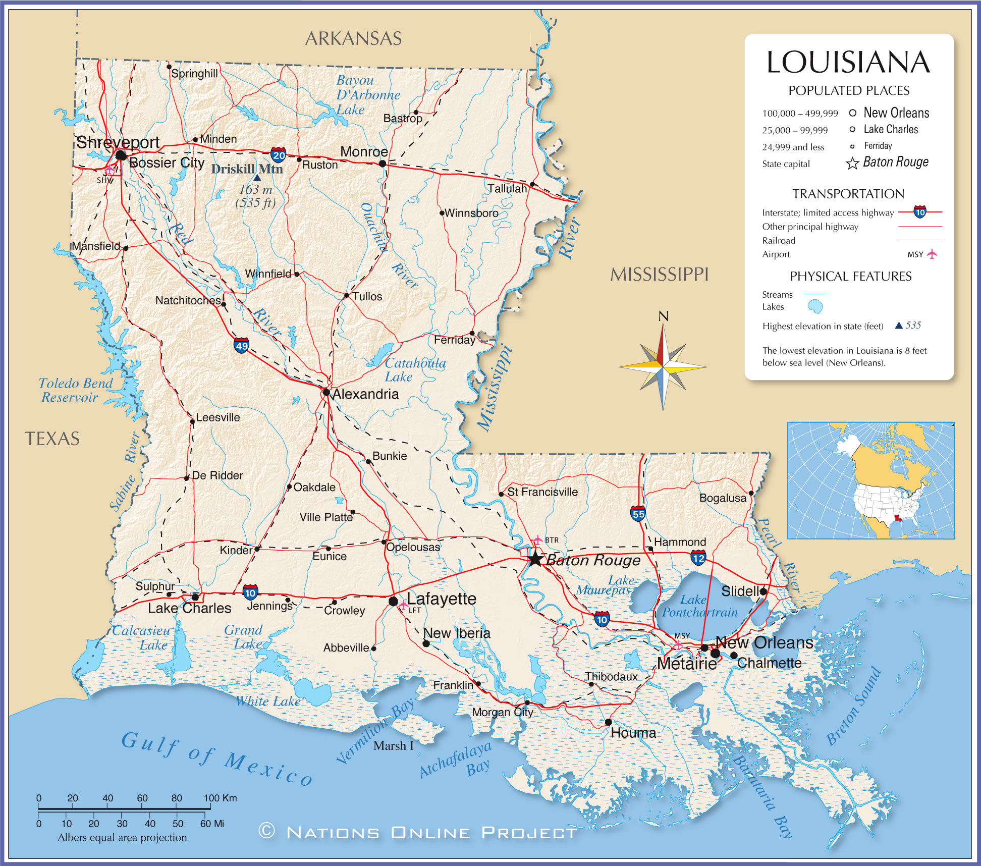 map of louisiana and mississippi Map Of The State Of Louisiana Usa Nations Online Project map of louisiana and mississippi