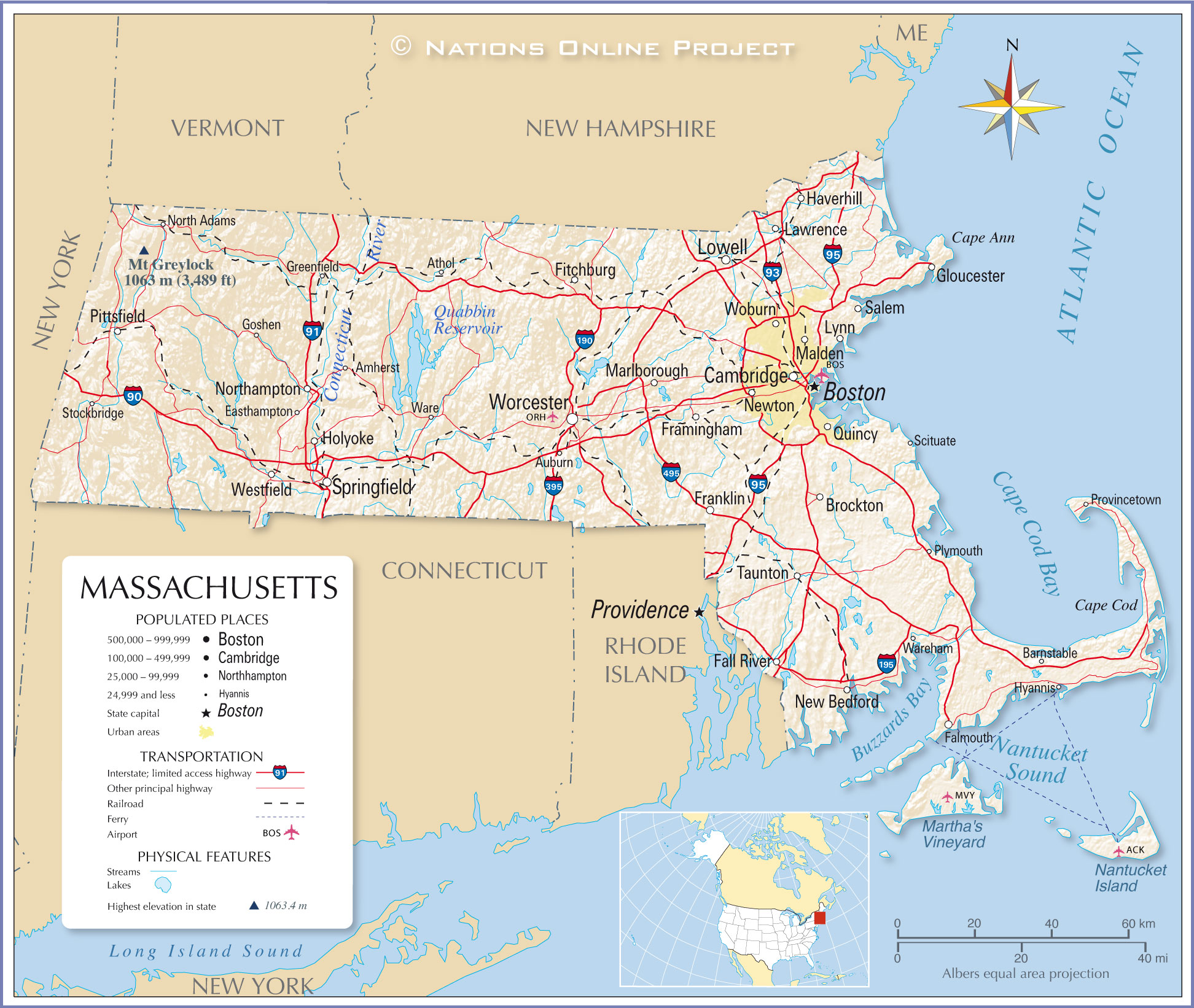 show me a map of massachusetts Map Of The Commonwealth Of Massachusetts Usa Nations Online Project show me a map of massachusetts