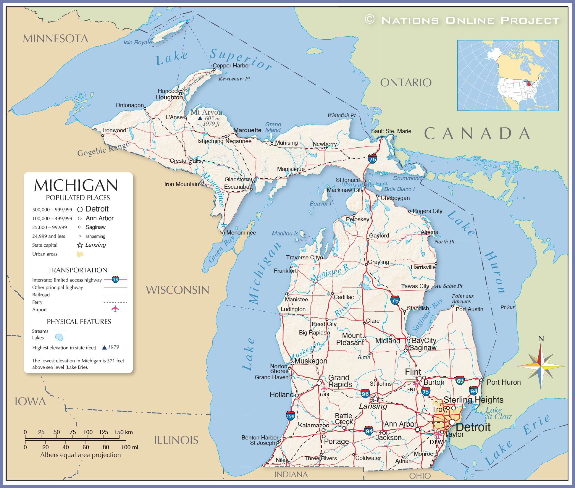 Michigan Usa Map   Michigan Map L 