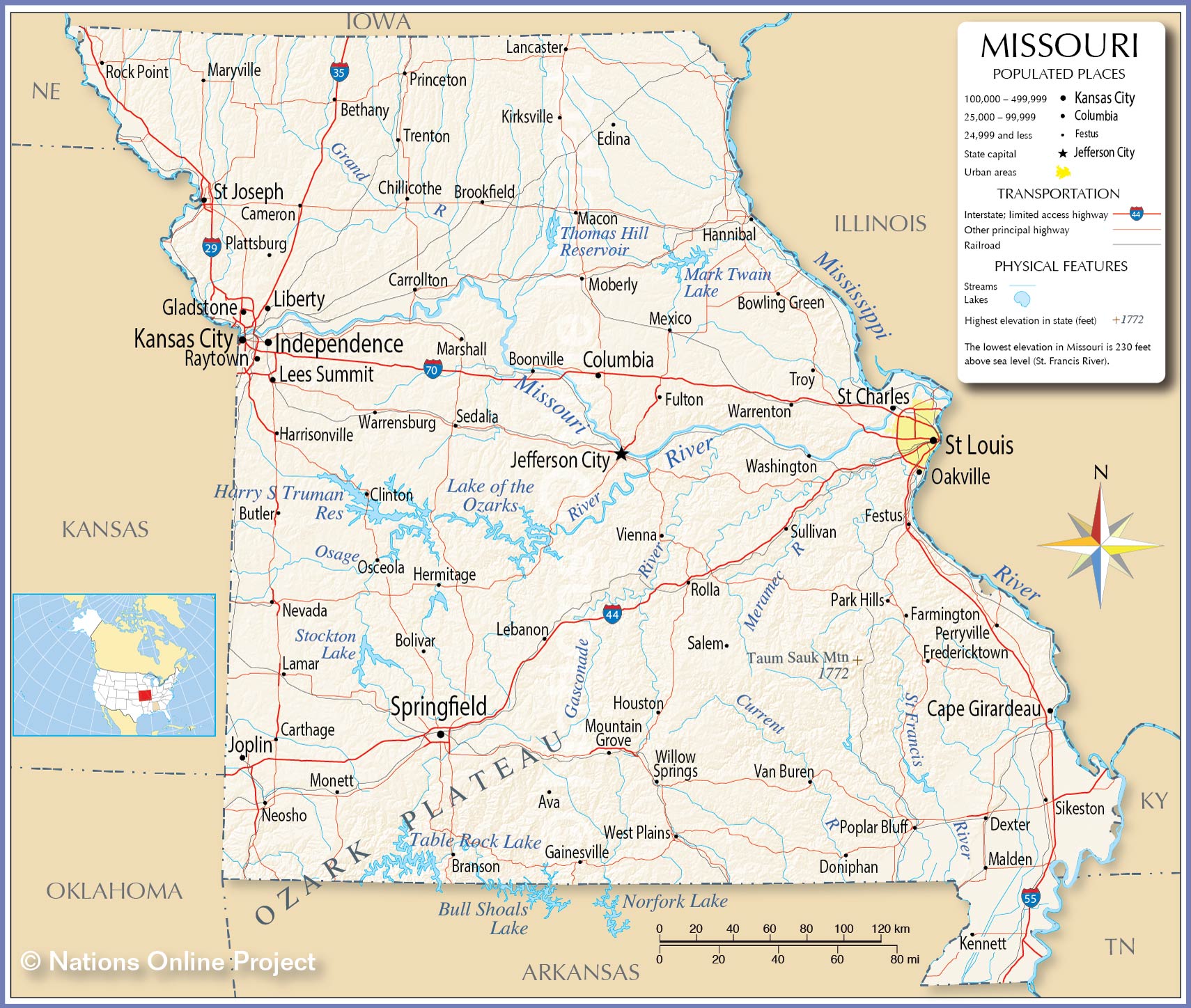 map of missouri state Map Of The State Of Missouri Usa Nations Online Project map of missouri state