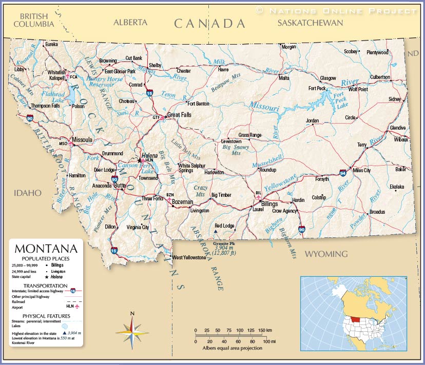 Map of the State of Montana, USA - Nations Online Project