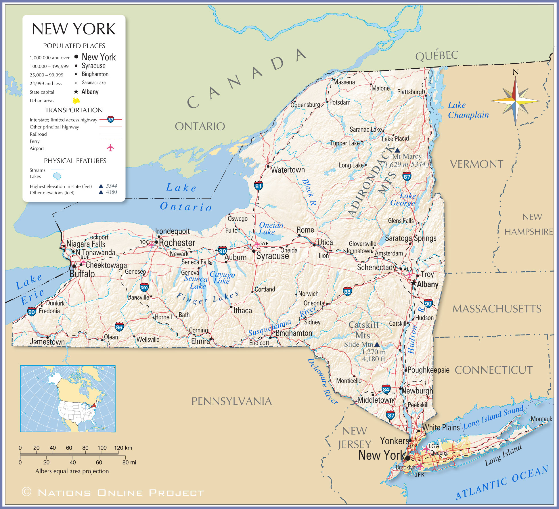 map of new york cities and towns Map Of The State Of New York Usa Nations Online Project map of new york cities and towns