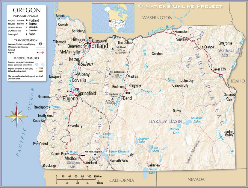 Largest Cities In Oregon Map