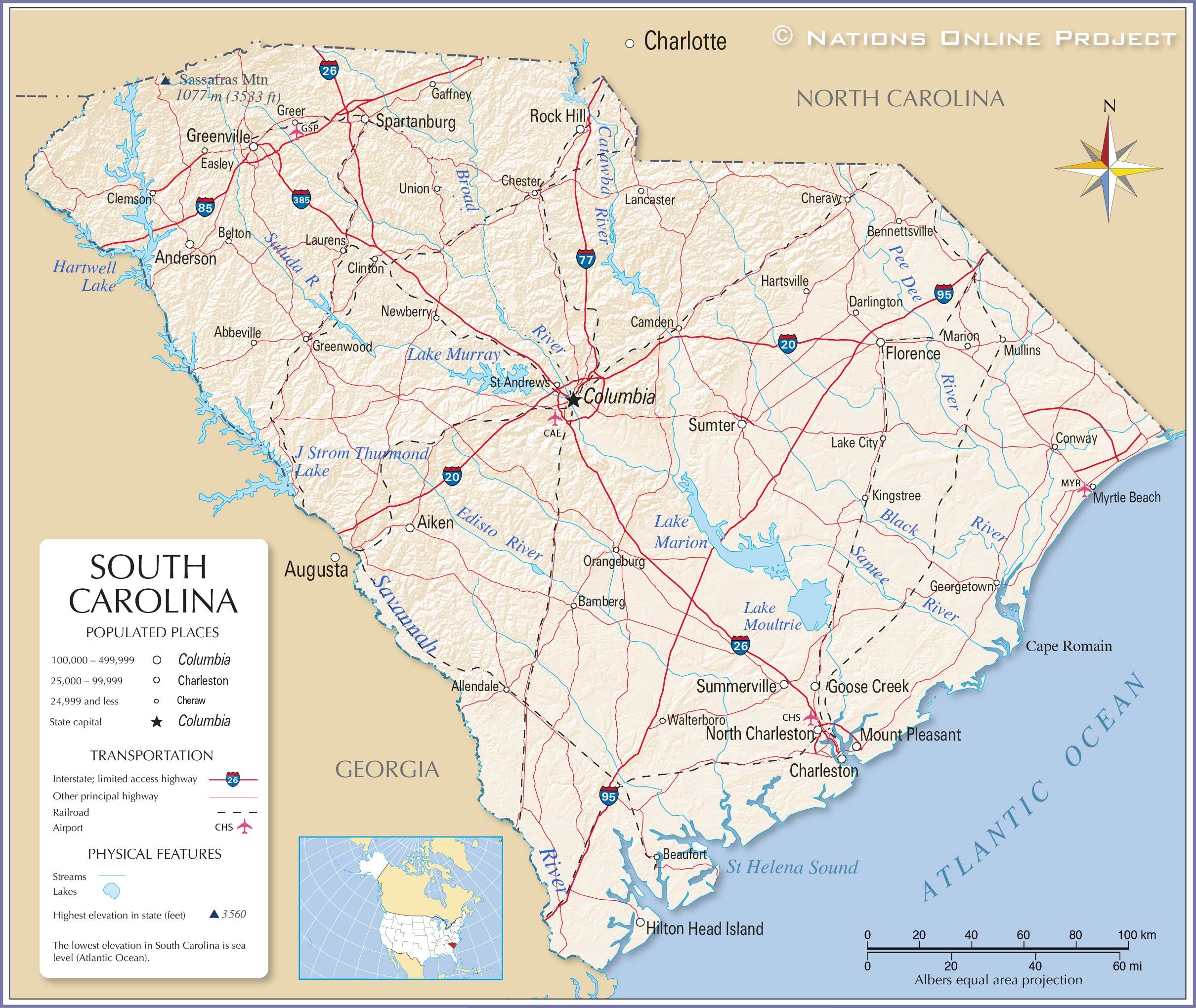 South Carolina United States Map - World Map