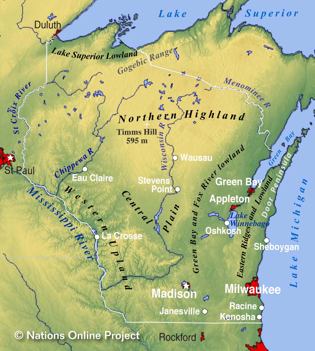 Maps of Minnesota and Iowa, St. Paul, Minnesota, and Milwaukee