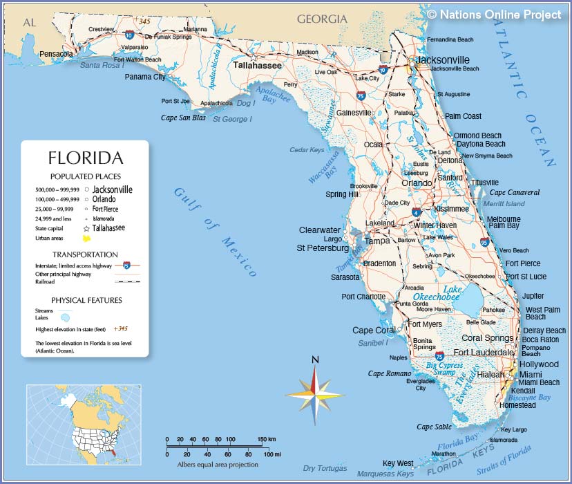 Map of Florida State, USA - Nations Online Project