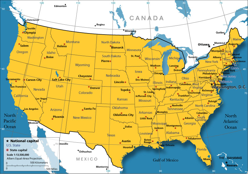 detailed map of usa with states and cities Political Map Of The Continental Us States Nations Online Project detailed map of usa with states and cities