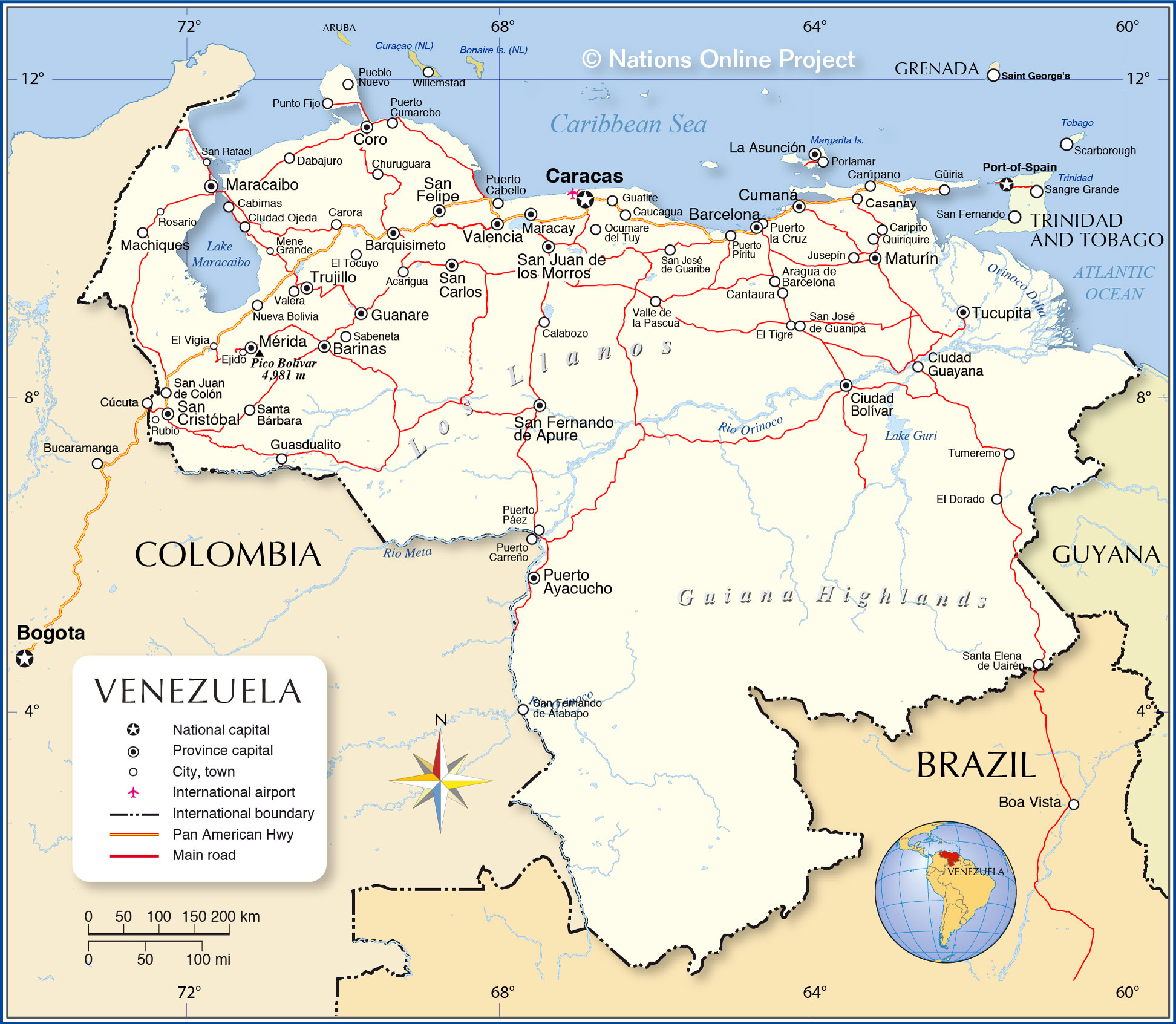 Venezuela Map With Cities Political Map of Venezuela   Nations Online Project