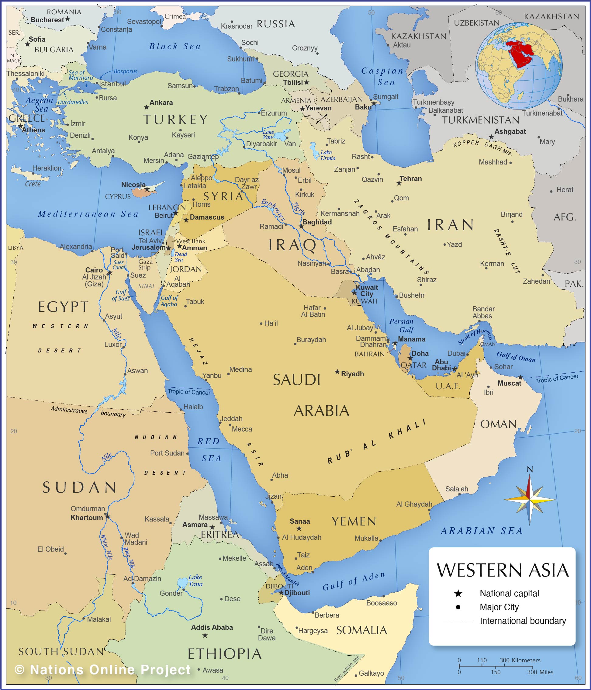 Western Asia Political Map 