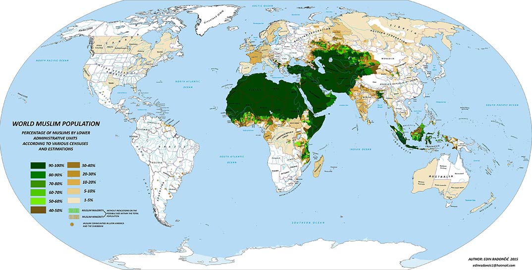 Islamic world, countries with a traditional Islamic population