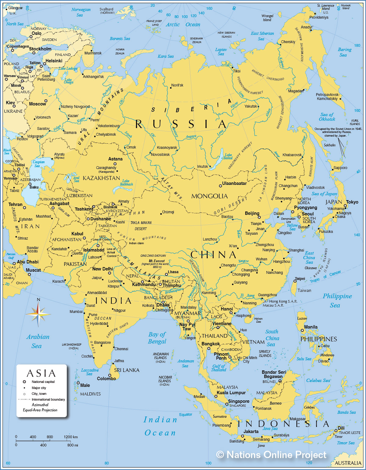 Map Of Continent Asia Nfszu - Large Map of Asia