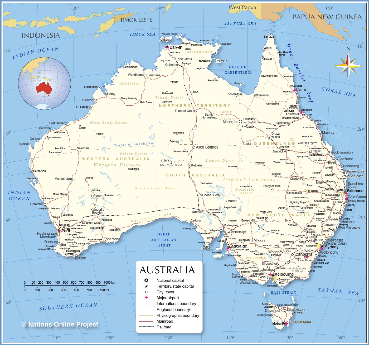 Map Of Australia With States
