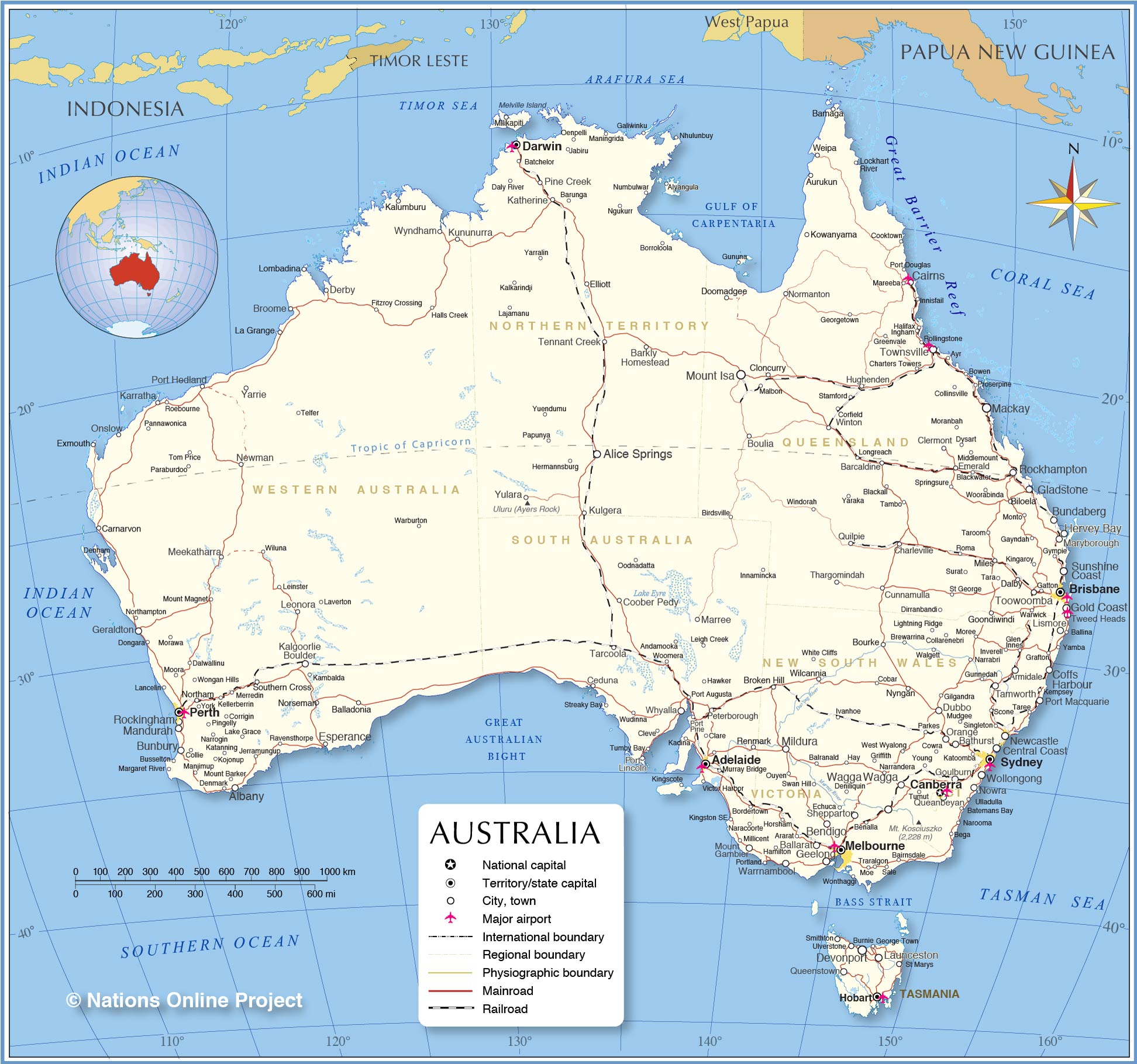 political map of australia nations online project