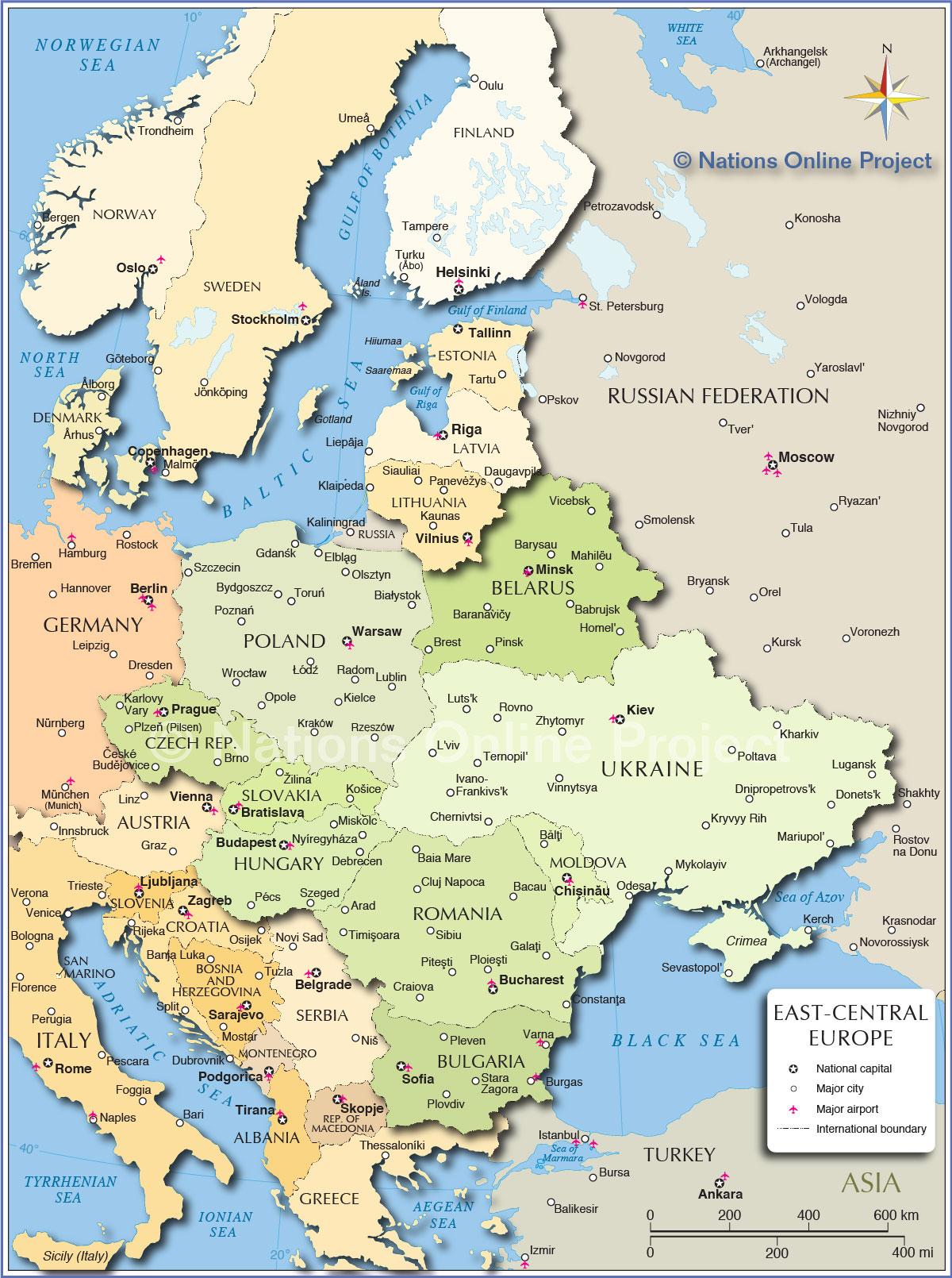 eastern europe and middle east map Political Map Of Central And Eastern Europe Nations Online Project eastern europe and middle east map