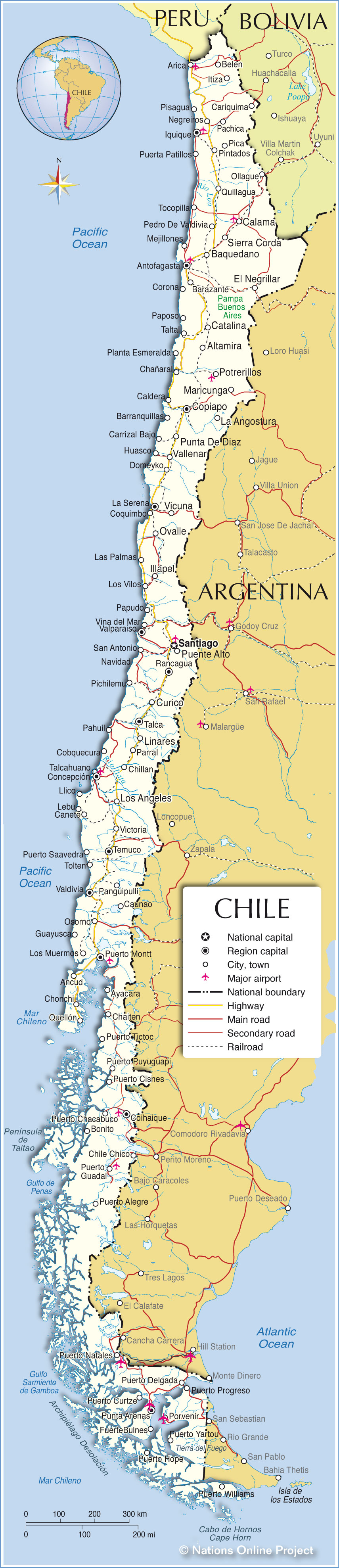 Chile Map - Chile Map And 100 More Free Printable International Maps