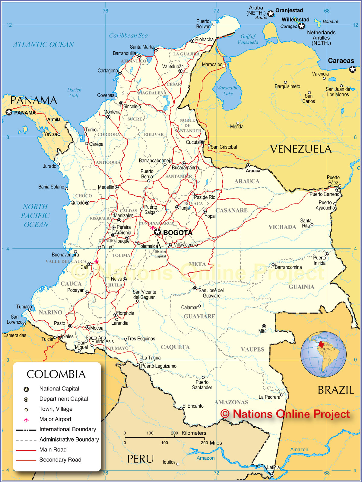 map of bogota colombia Map Of Colombia Nations Online Project map of bogota colombia