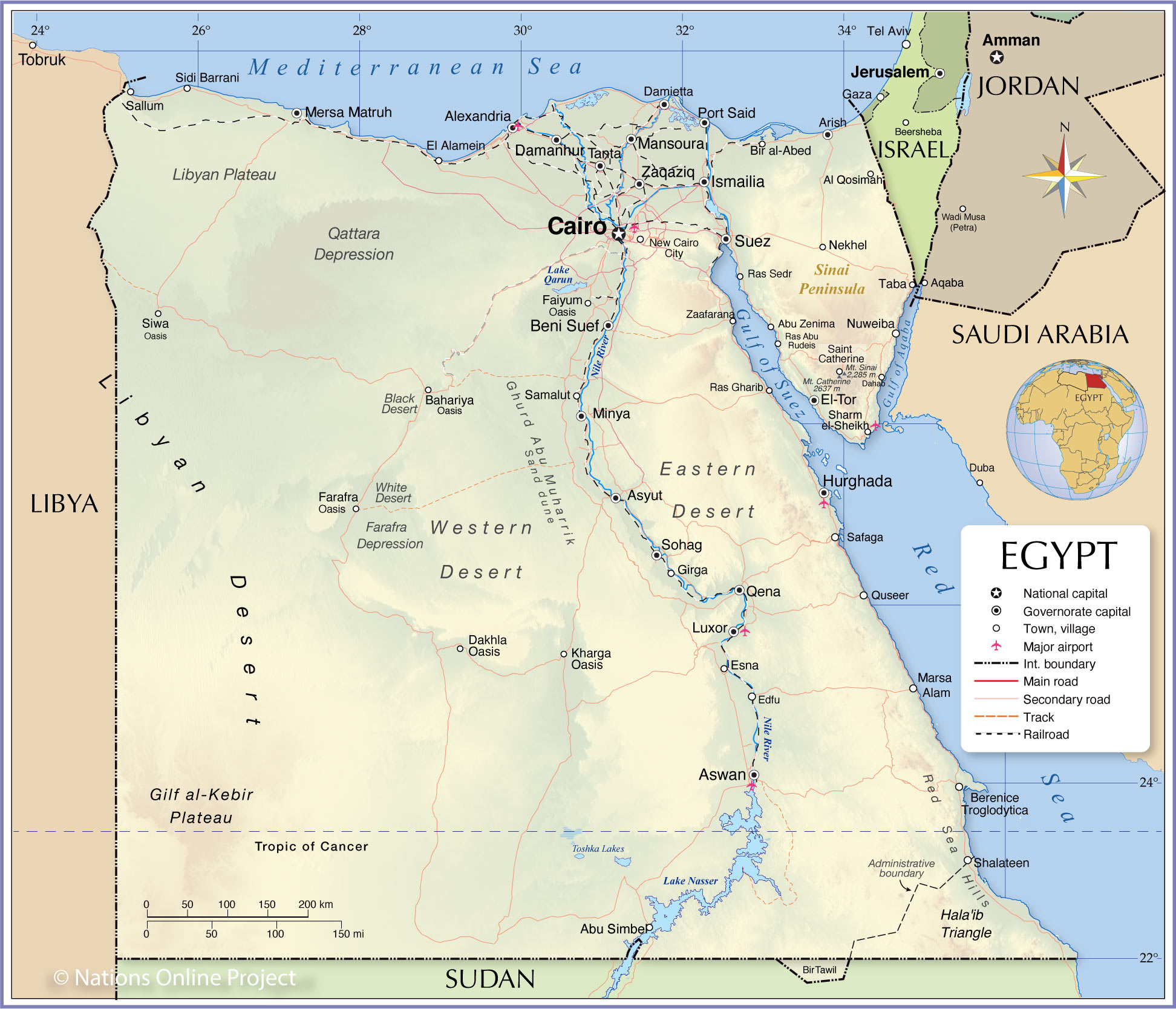 Koor Verhogen Hoeveelheid van Political Map of Egypt - Nations Online Project