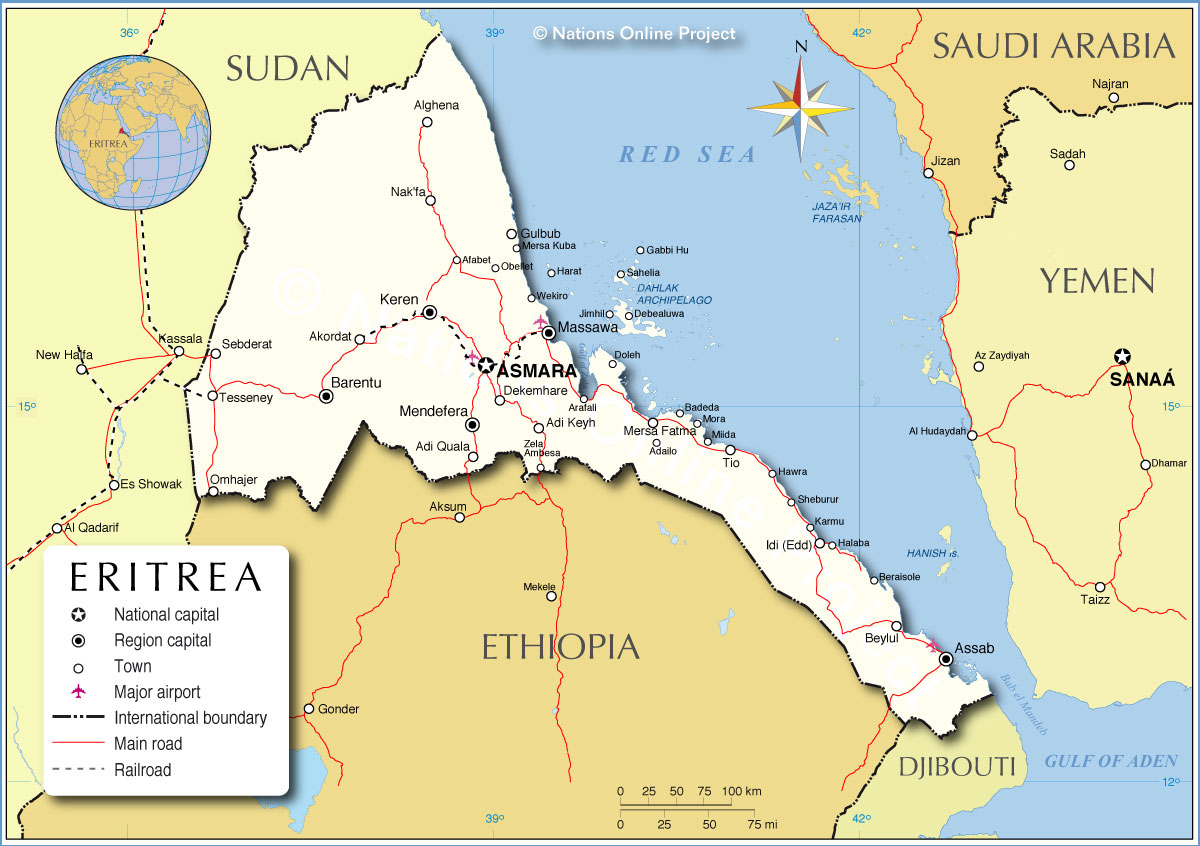 eritrea karta Political Map Of Eritrea Nations Online Project eritrea karta