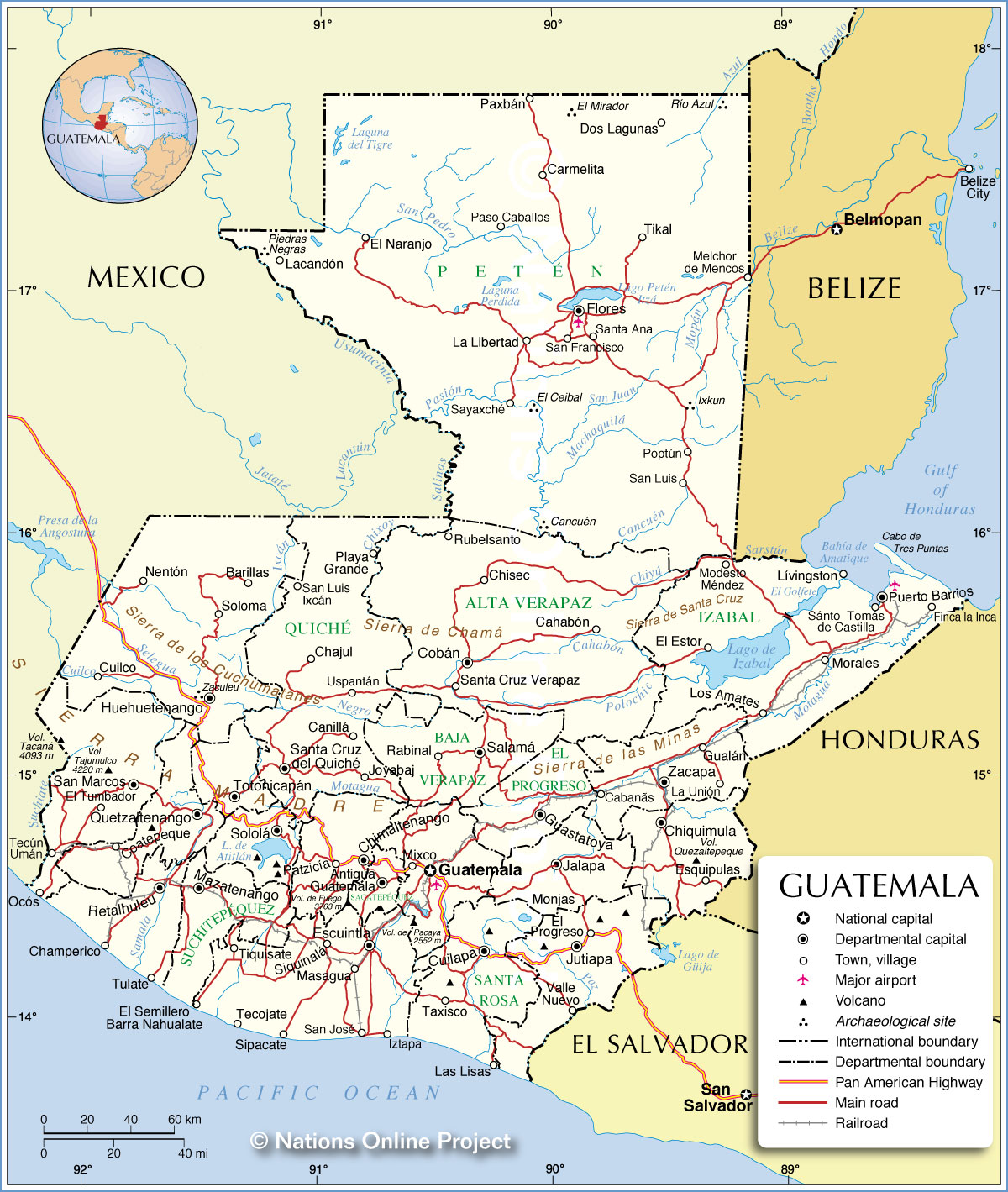 Administrative Map of Guatemala - Nations Online Project