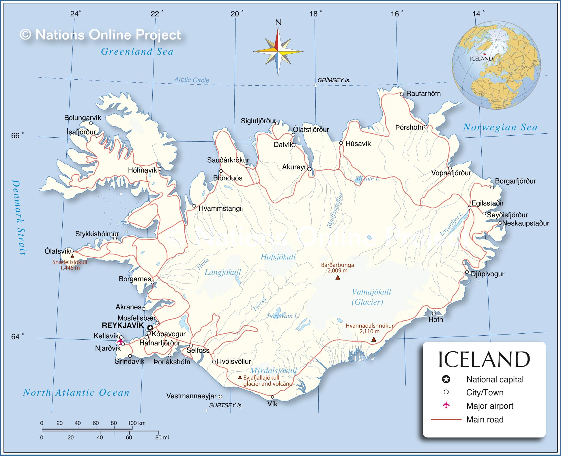 Iceland Printable Map