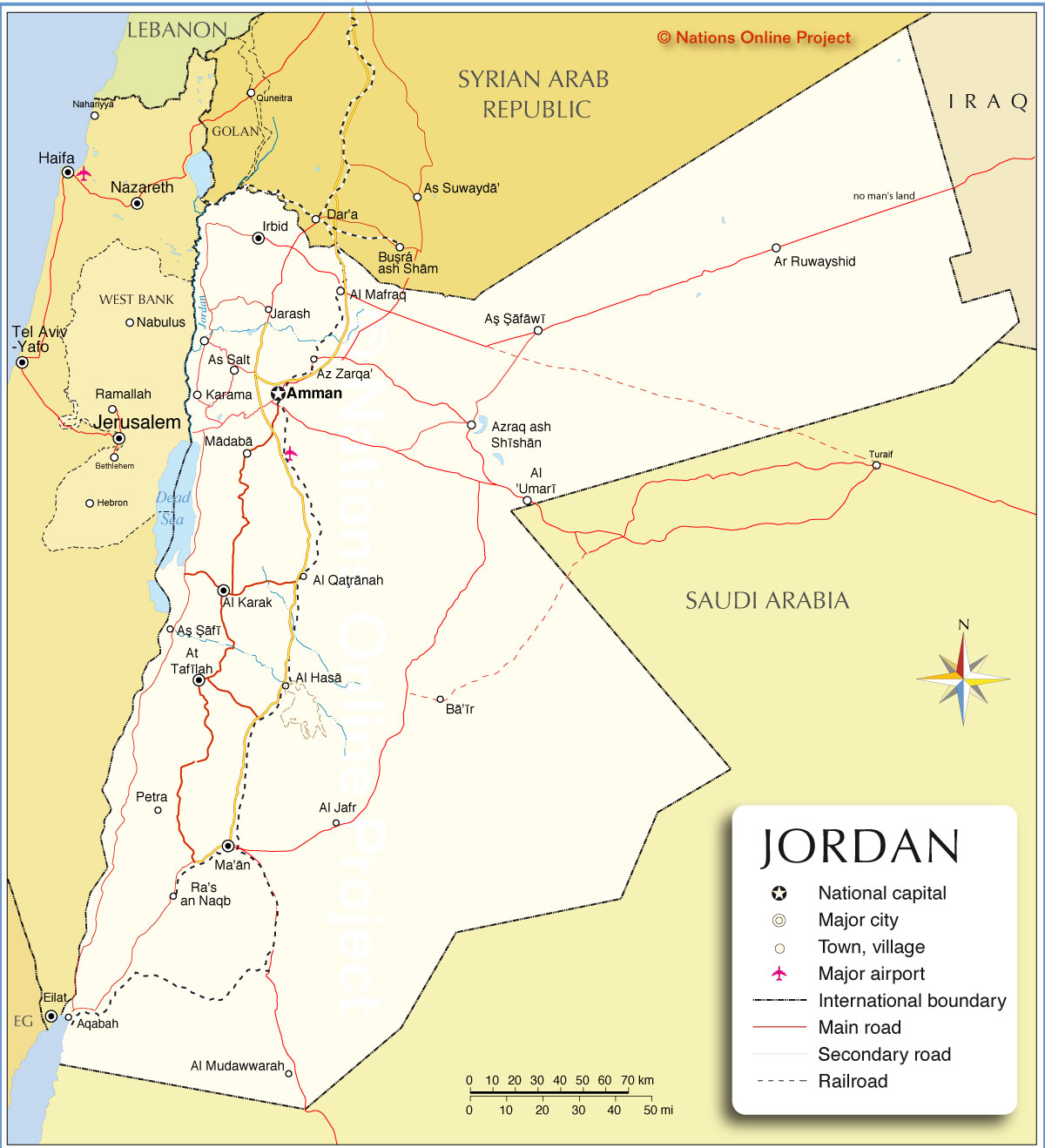 where is jordan located in the middle east