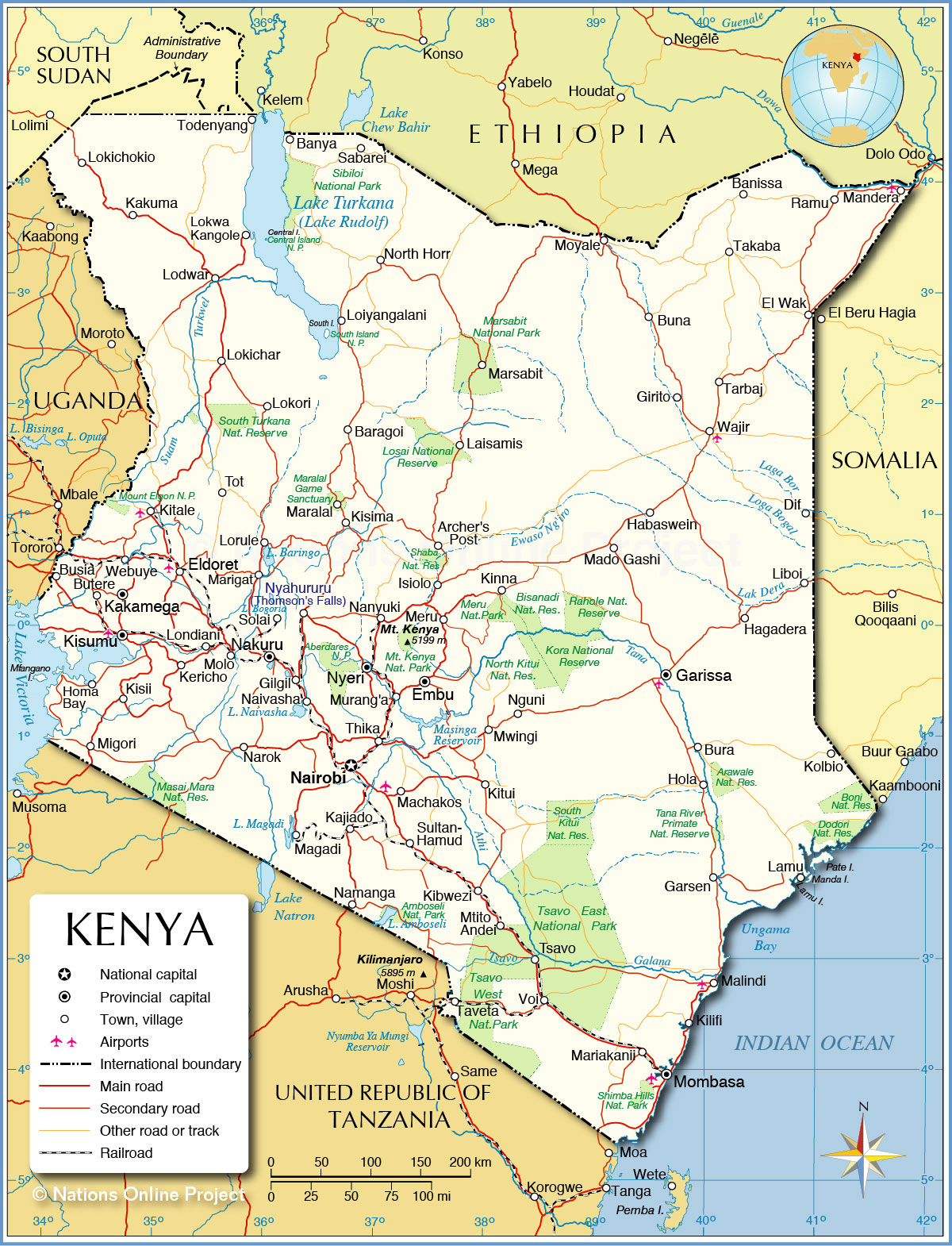 Detailed Map Of Kenya Political Map of Kenya   Nations Online Project