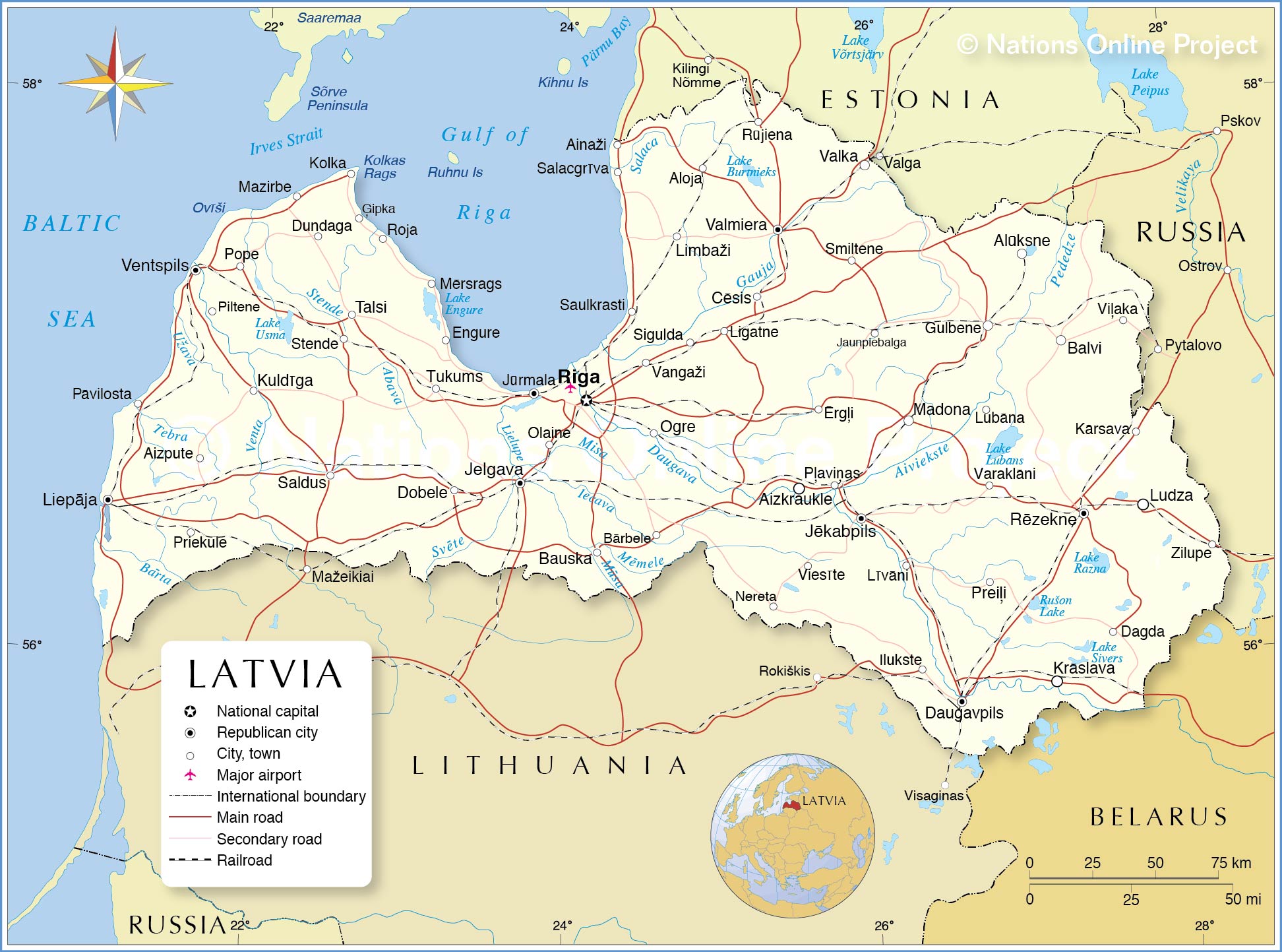 Latvia On A Map Political Map of Latvia   Nations Online Project