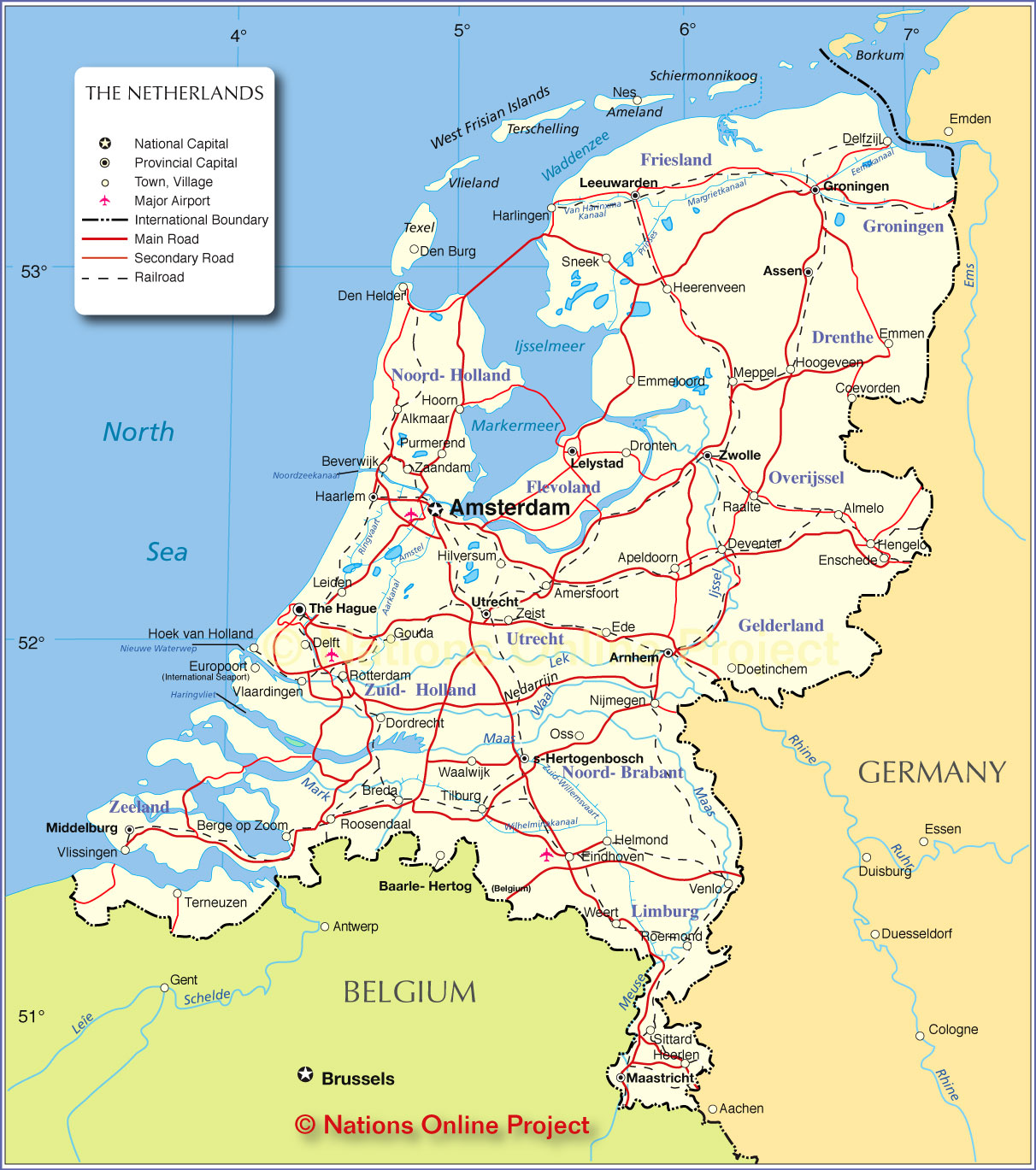 Map Of Netherlands And Surrounding Countries Political Map of Netherlands   Nations Online Project