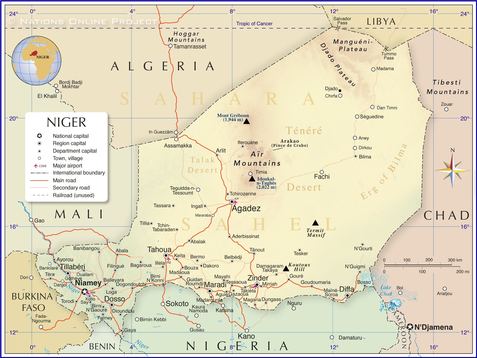Niger Karte Städte