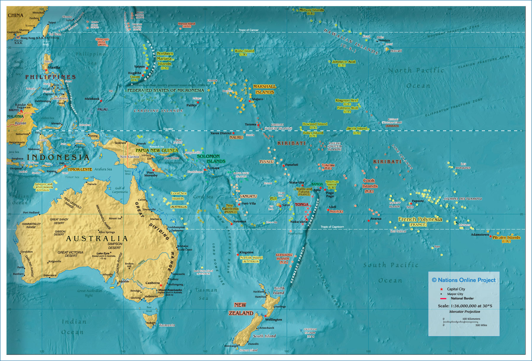 Islands Near Australia Map Political Map of Oceania/Australia   Nations Online Project