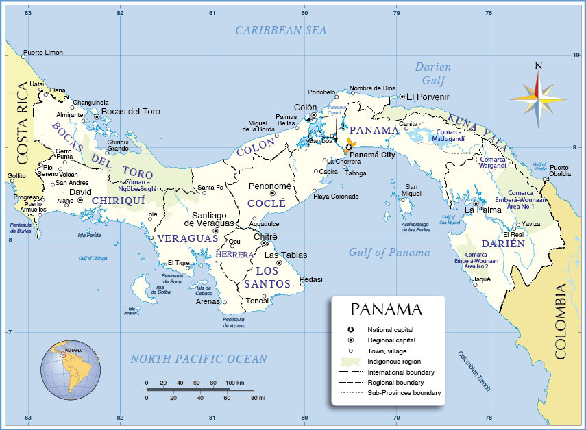 Administrative Map of Panama Nations Online Project