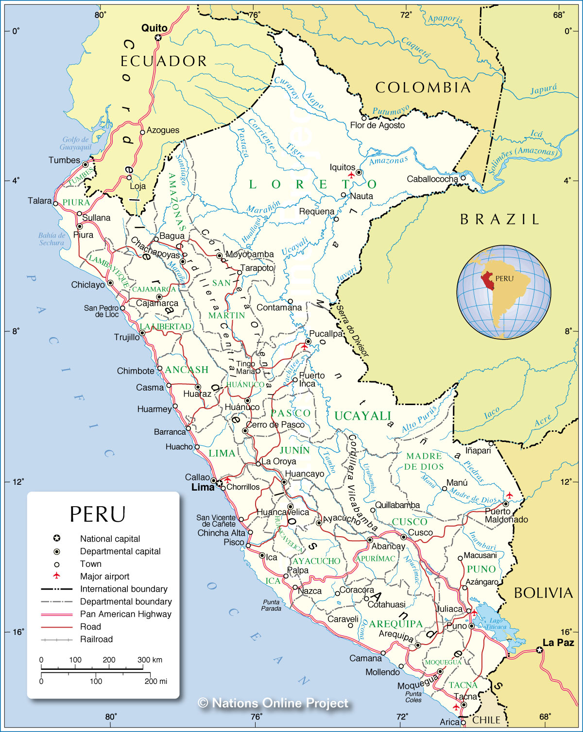 Administrative Map Of Peru Nations Online Project