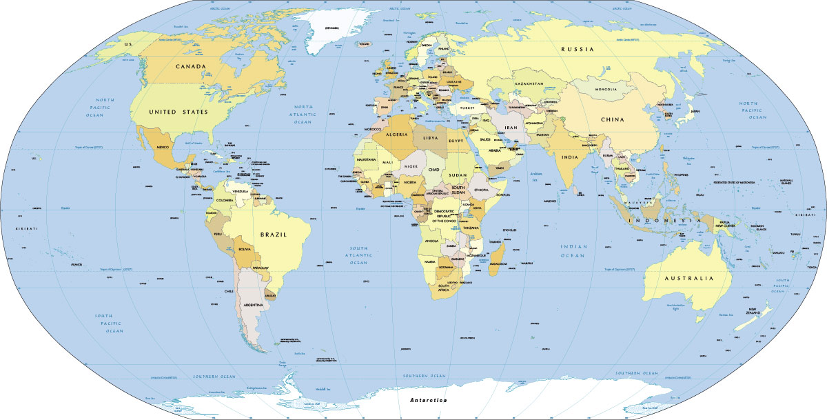 political world map with country names